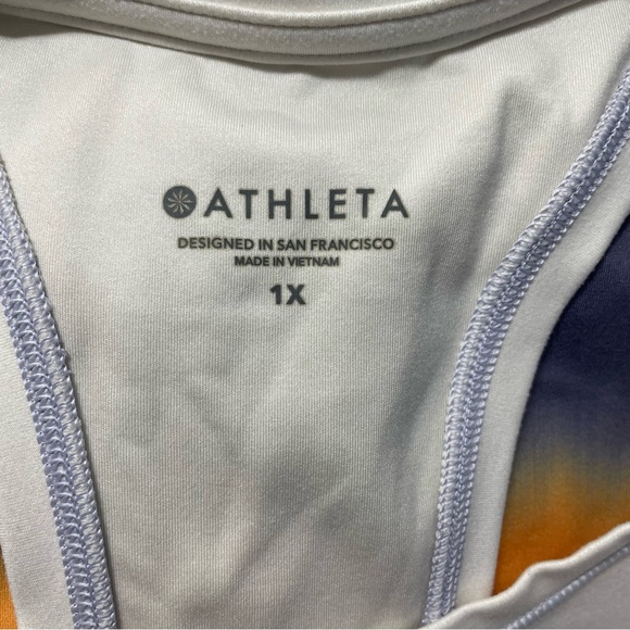 Athleta Shanti Print Ombre Athletic Crop Top Razorback White Orange Purple 1X - Picture 5 of 7